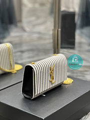 YSL Small Chain Bag In Canvas And Smooth Leather 20x13.5x5.5cm - 3