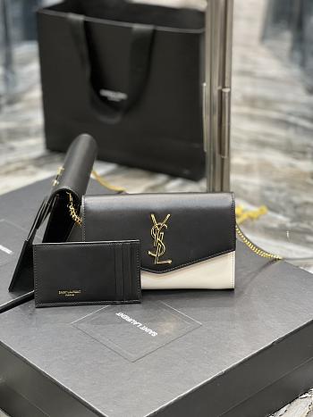 YSL Uptown Chain Wallet In Shiny Smooth Leather 19x12x4 cm