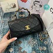 Chanel Flap Bag CC Wrapped Bag With Top Handle In Black 22.5×15×9.5 cm - 6