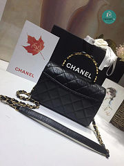 Chanel Flap Bag CC Wrapped Bag With Top Handle In Black 19.5x12.5x7.5cm - 4