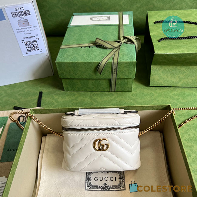 GG Marmont Mini Top Handle Bag In White Leather 16x10.5x5.5 cm - 1