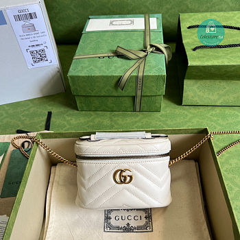 GG Marmont Mini Top Handle Bag In White Leather 16x10.5x5.5 cm