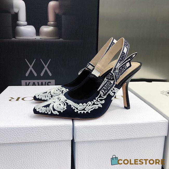J'Adior Slingback Pump Deep Blue and White  - 1
