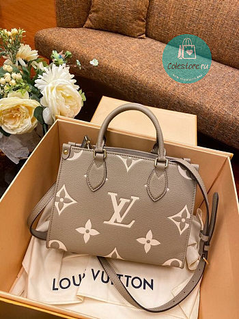 Onthego PM Bicolour Monogram In Creme Empreinte Leather 25x19x11.5cm