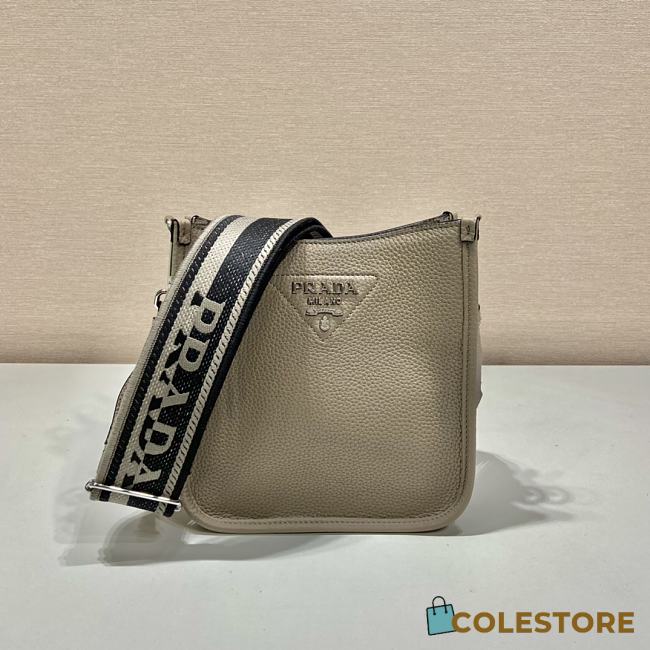 Prada Leather Mini Shoulder Bag In Clay Gray 19x20x6cm - 1