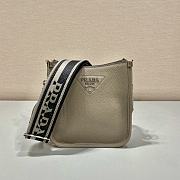 Prada Leather Mini Shoulder Bag In Clay Gray 19x20x6cm - 1