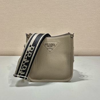 Prada Leather Mini Shoulder Bag In Clay Gray 19x20x6cm