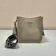 Prada Leather Mini Shoulder Bag In Clay Gray 19x20x6cm - 2