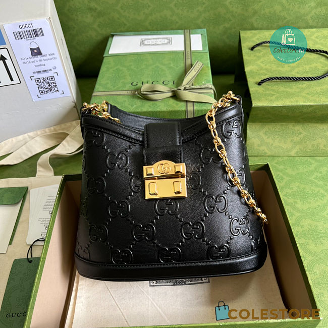 Gucci Small GG Shoulder Bag 6 7 5 7 8 8 In Black 25x21x9 cm  - 1