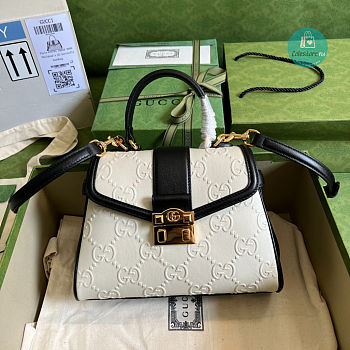 Gucci Small GG Top Handle Bag In White 6 7 5 7 9 1 Size 28.5x19.5x10 cm