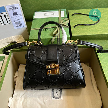 Gucci Small GG Top Handle Bag In Black 6 7 5 7 9 1 Size 28.5x19.5x10 cm