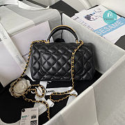 Chanel 22B Mini Classic Rectangular Flap With Top Handle In Black 20x12x6cm - 3