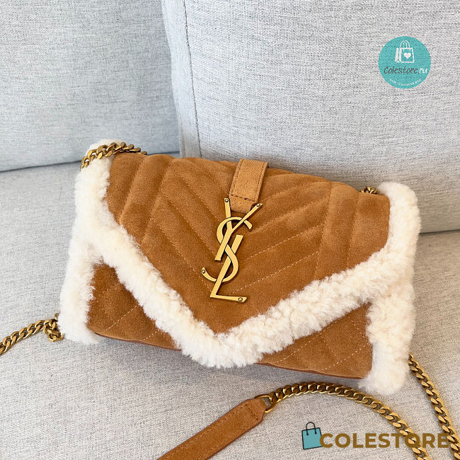 YSL Envelope Small Shearling-suede Shoulder Bag 21x13x6cm - 1