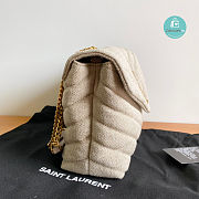 YSL Loulou Bag In Beige Matelasse Denim Canvas 4946 size 24×17×9cm - 6