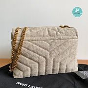 YSL Loulou Bag In Beige Matelasse Denim Canvas 4946 size 24×17×9cm - 4
