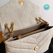 YSL Loulou Bag In Beige Matelasse Denim Canvas 4946 size 24×17×9cm - 2