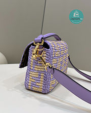 Fendi Baguette Embroidered Shoulder  Bag In Purple 27×6×15 cm - 3
