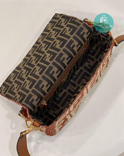 Fendi Baguette Embroidered Shoulder Bag In Brown 27×6×15 cm - 3