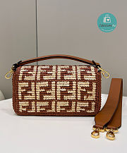 Fendi Baguette Embroidered Shoulder Bag In Brown 27×6×15 cm - 2