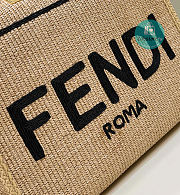 Fendi Sunshine Leather-trimmed Embroidered Raffia Tote 36×16×30cm - 3
