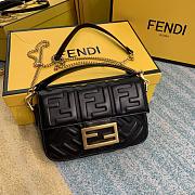 Fendi Small Baguette Black Leather Bag 20cm - 1