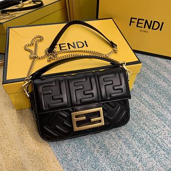 Fendi Small Baguette Black Leather Bag 20cm