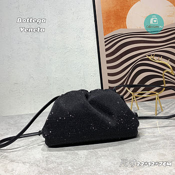 Bottega Veneta The Pouch Cloud Bag Crystal In Black  22x12x7CM