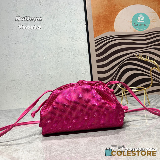 Bottega Veneta The Pouch Cloud Bag Crystal In Pink 22x12x7CM - 1