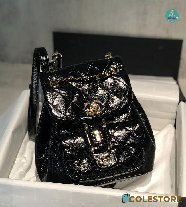 Chanel 22 Duma Backpack In Black Lambskin 18×18×12cm  - 1