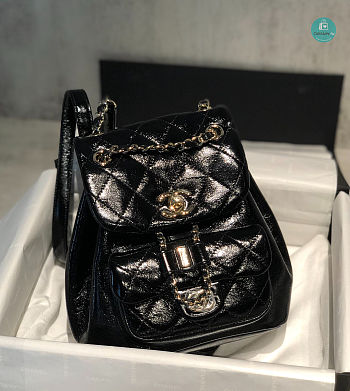 Chanel 22 Duma Backpack In Black Lambskin 18×18×12cm 