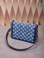 Louis Vuitton Dauphine MM Denim Leather In Blue 25x17x10.5cm - 5