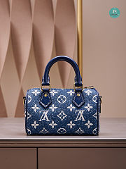 Louis Vuitton Nano Denim Speedy In Navy Leather 16x10x7.5 cm  - 4