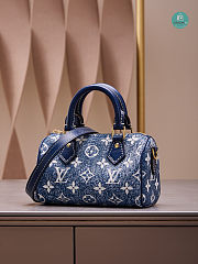 Louis Vuitton Nano Denim Speedy In Navy Leather 16x10x7.5 cm  - 3