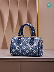 Louis Vuitton Nano Denim Speedy In Navy Leather 16x10x7.5 cm  - 2