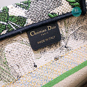 Dior Book Tote Bag In Green Toile De Jouy Tropicalia 41x32x5 cm - 3