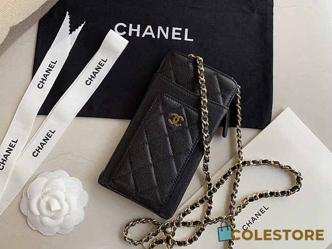 CHANEL PHONE BLACK BAG 18.2x9x3cm - 1