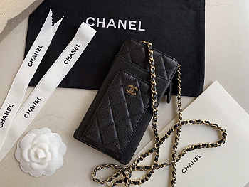 CHANEL PHONE BLACK BAG 18.2x9x3cm