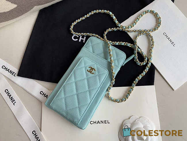 CHANEL PHONE BLUE BAG 18.2x9x3cm - 1
