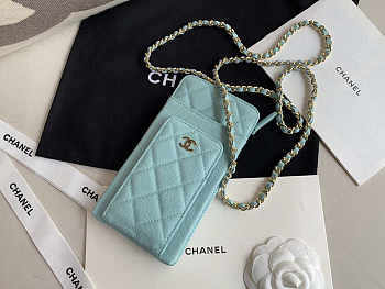 CHANEL PHONE BLUE BAG 18.2x9x3cm