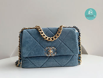 Chanel Classic 19 Denin Bag In Blue CHANEL 20x30x10cm