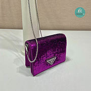 Prada Cardholder With Shoulder Strap And Sequins 1MR024 Purple 11.5x8cm - 5