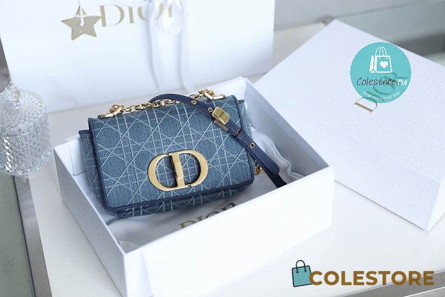 Dior Small Caro bag In Cannage Denim Blue 20x12x7 cm  - 1