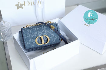 Dior Small Caro bag In Cannage Denim Blue 20x12x7 cm 