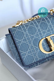 Dior Small Caro bag In Cannage Denim Blue 20x12x7 cm  - 6