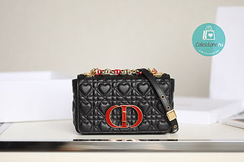 Medium Dior Dioramour Caro Black Cannage Calfskin With Heart Motif 20x12x7 cm 