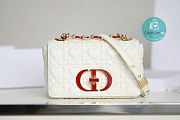 Medium Dior Dioramour Caro White Cannage Calfskin With Heart Motif 20x12x7 cm - 5
