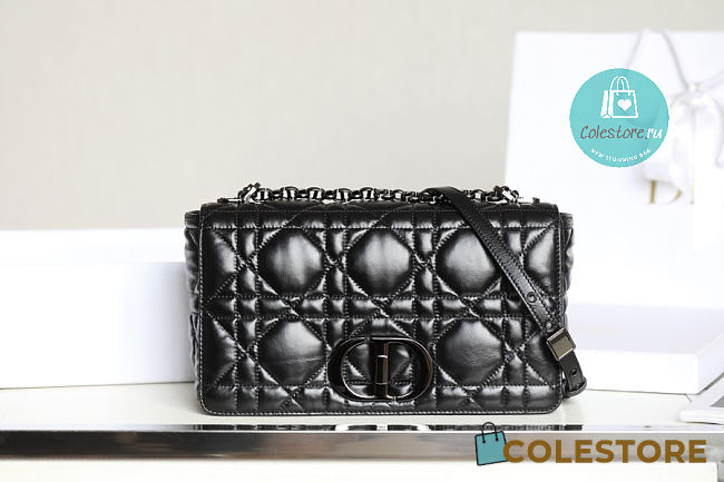 Dior Large Caro Bag In Black Quilted Macrocannage Calfskin 29x18x10cm - 1