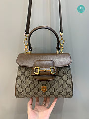Gucci Horsebit 1955 Top Handle Bag In Light Brown 22x16x10cm - 3