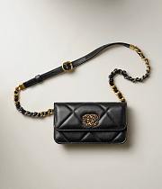 Chanel 19 Belt Phone Holder Lambskin In Black 10 × 17 × 4 cm  - 1