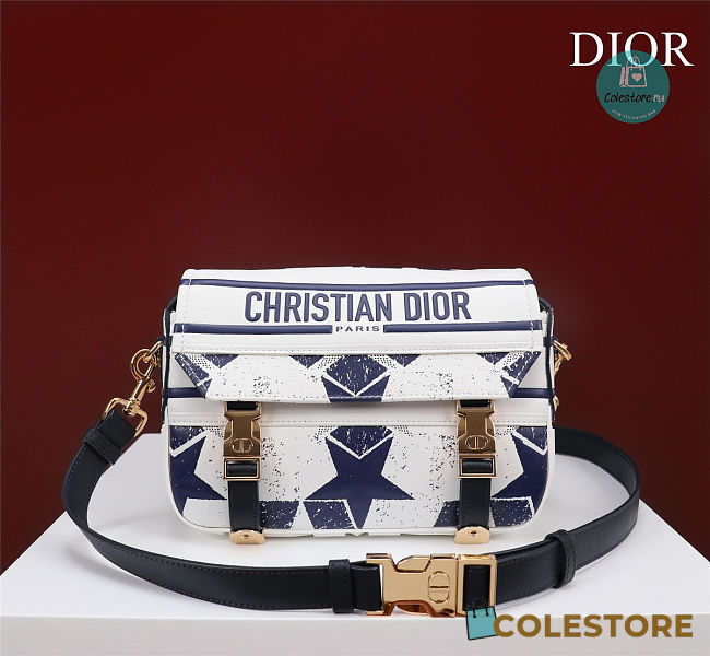 Dior Diorcamp Bag Oblique Embroidery Star In White/Blue 23 x 15 x 8 cm - 1